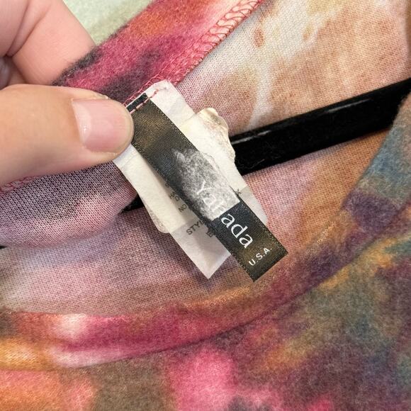 Yahada Top Womens 2X Plus Long Sleeve Tie Dye Cheetah Print Dolman Sleeve USA - Picture 7 of 8